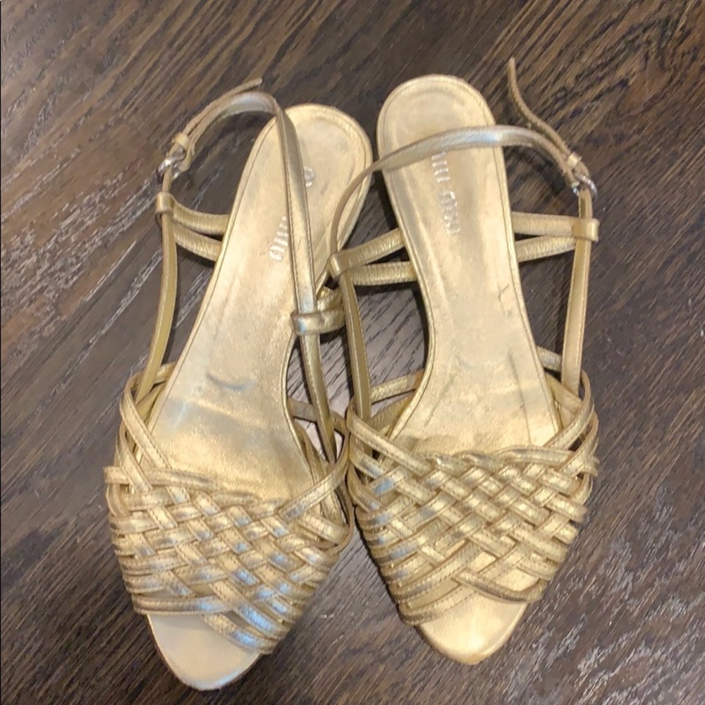 Gold miu miu sandals